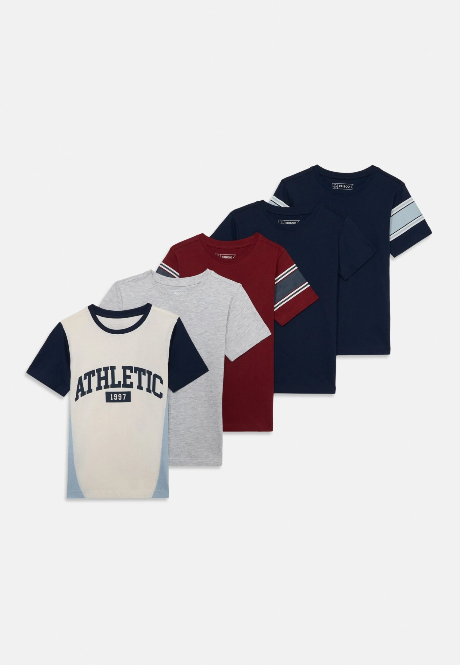 Friboo 5 PACK - T-Shirt Print - Dark Blue/mottled Light Grey/white 3 Friboo 5 PACK - T-Shirt Print - Dark Blue/mottled Light Grey/white
