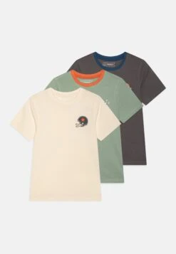 Friboo 3 PACK - T-Shirt Print - Dark Grey/off-white/mint