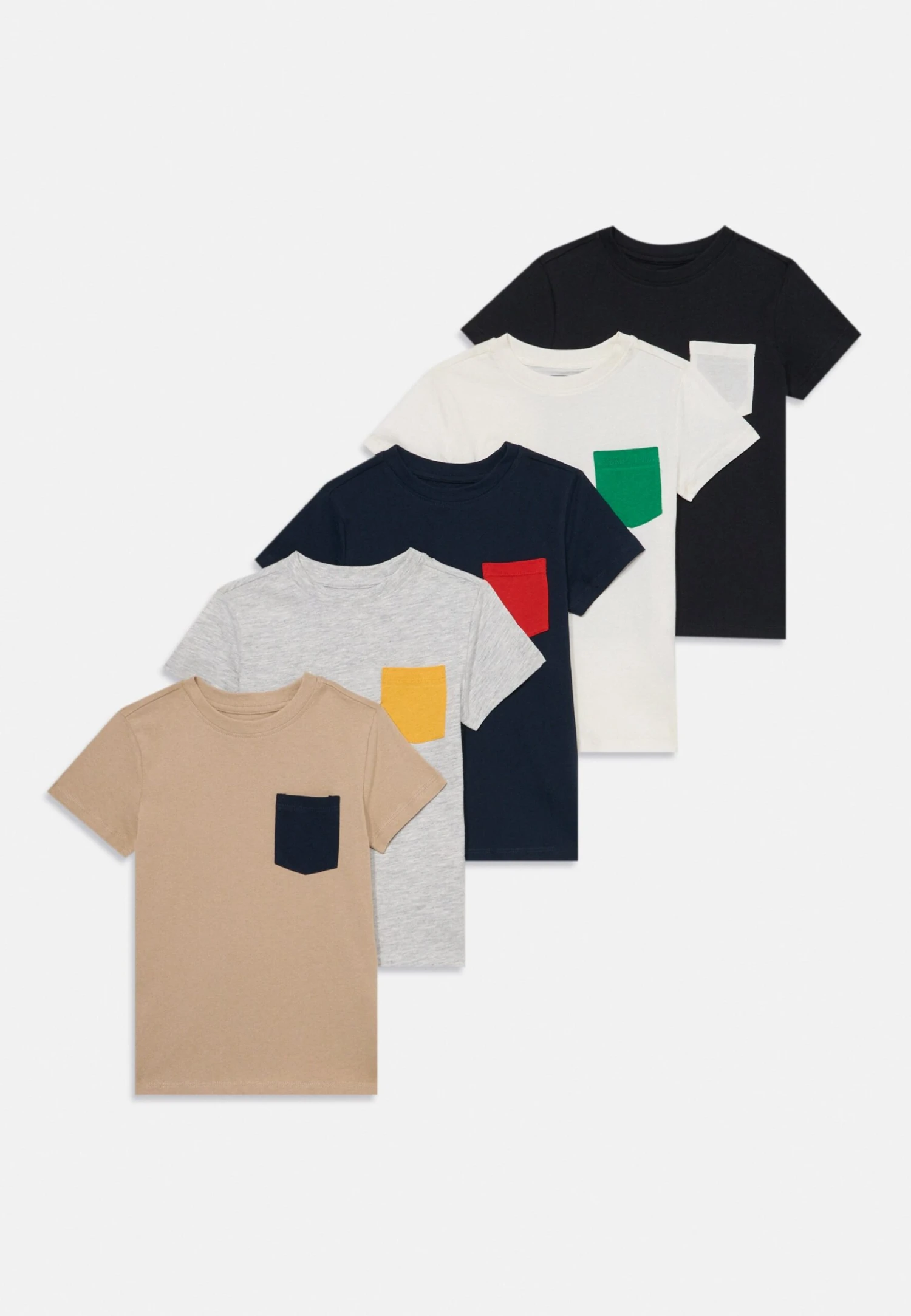 Friboo UNISEX 5 PACK - T-Shirt Basic - Light Grey/tan/dark Blue 3 Friboo UNISEX 5 PACK - T-Shirt Basic - Light Grey/tan/dark Blue