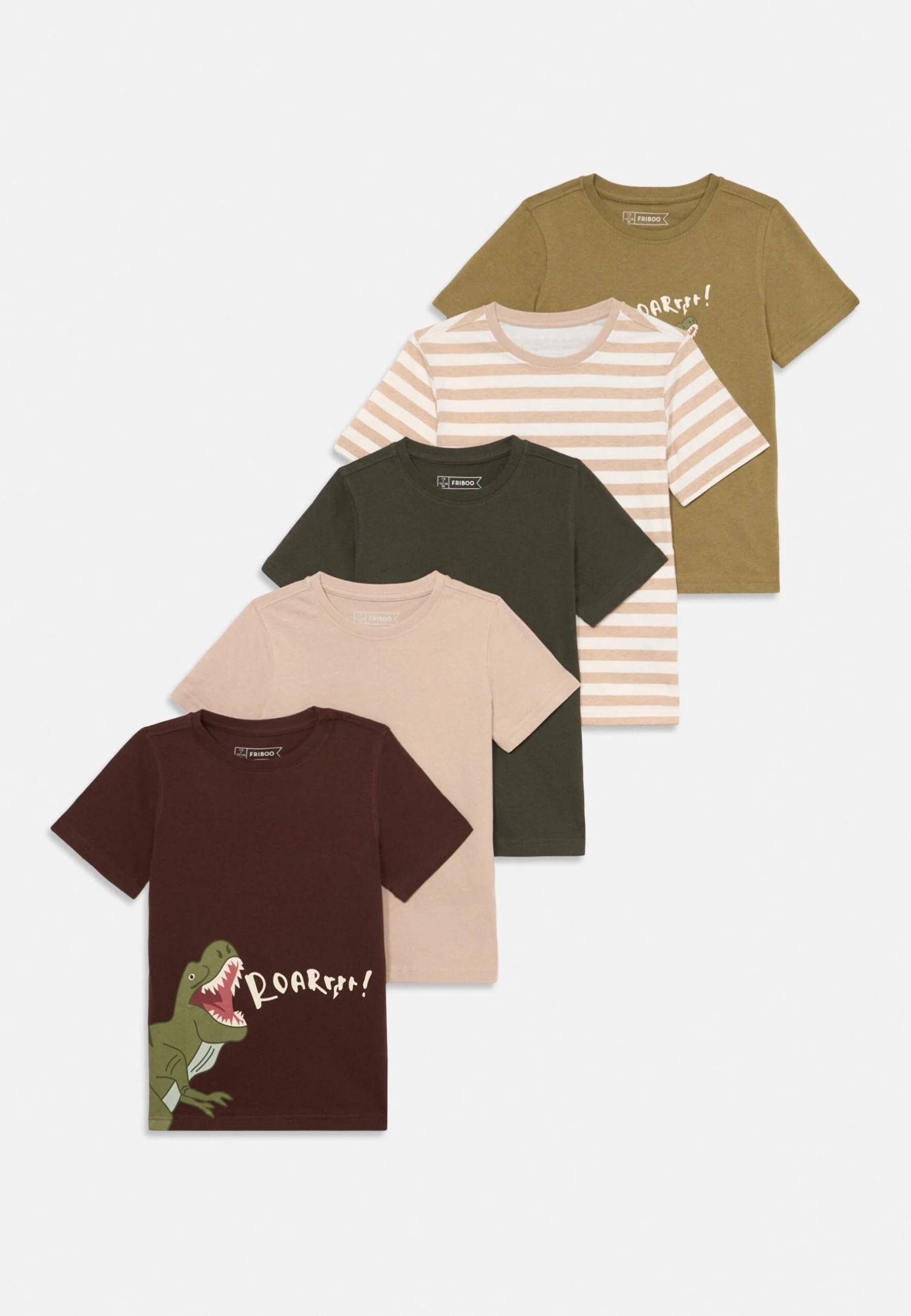 Friboo 5 PACK - T-Shirt Print - Green/dark Brown/light Yellow 3 Friboo 5 PACK - T-Shirt Print - Green/dark Brown/light Yellow