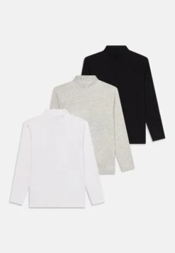 Friboo 3 PACK LONG SLEEVE HIGH NECK TOP - Langarmshirt - Black/white/mottled Light Grey